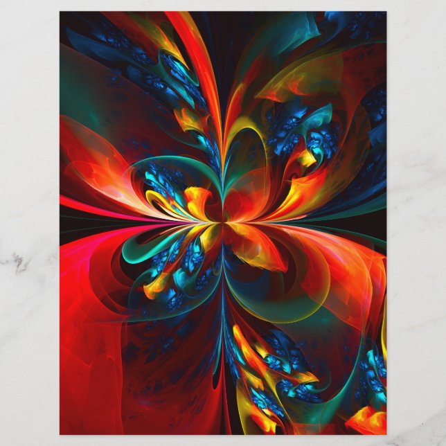 Moderne Floral Abstrait Art Orange Bleu Motif #14 (Devant)
