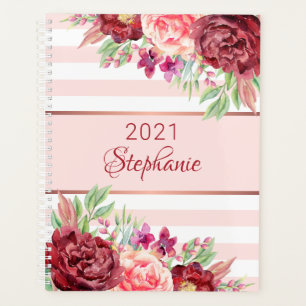Moderne Floral Blush Pink Striade personnalisée