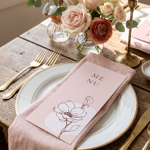 Moderne Floral Bohême Rose Menu Mariage
