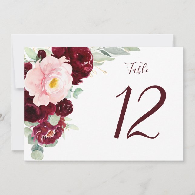 Moderne Floral Bourgogne Horizontal Grand Mariage (Devant)