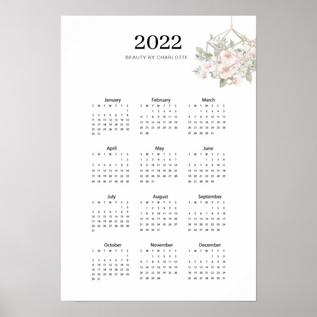 Moderne, floral calender 2022 Poster (Devant)