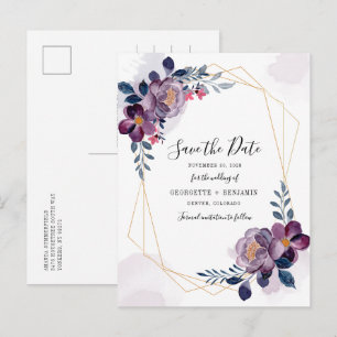 Moderne Floral Géométrique Violet Faire-Part de Pr