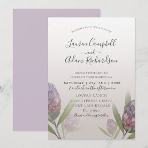 Moderne Floral Purple Floral Faire-part de mariage