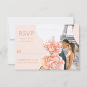Moderne Florale Élégante Mariage RSVP Photo