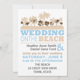 Moderne Fun Beach Mariage Thème Invitations