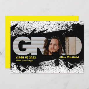 Moderne Funky Black Splat GRAD Photo Faire-part