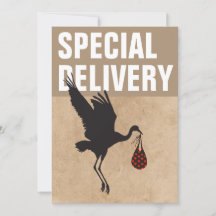 Moderne Funny Stork Neutral Baby shower Invitation