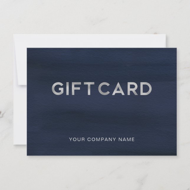 Moderne Glam Marine Bleu et argent | Carte cadeau (Devant)