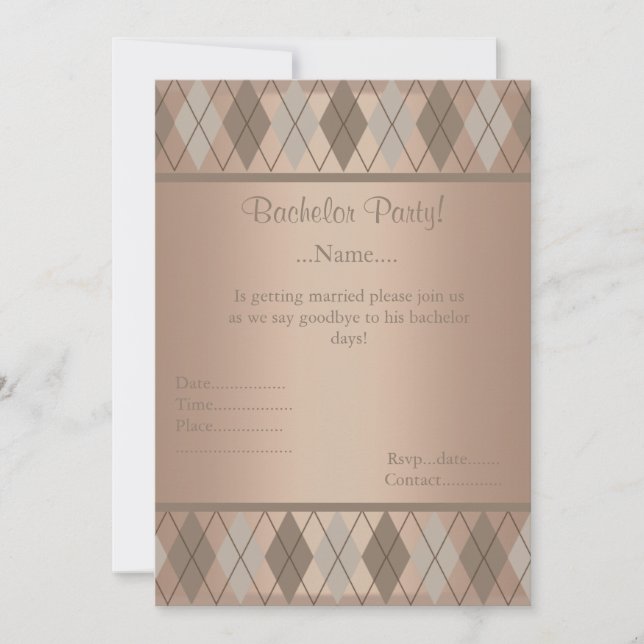 MODERNE GOLD DIAMONDS BACHELOR INVITATION PARTI (Devant)