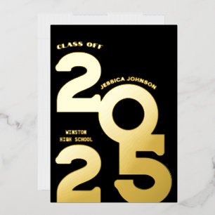 MODERNE GOLD GRAD PARTY FOIL INVITATION