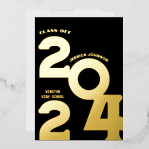 MODERNE GOLD GRAD PARTY FOIL INVITATION