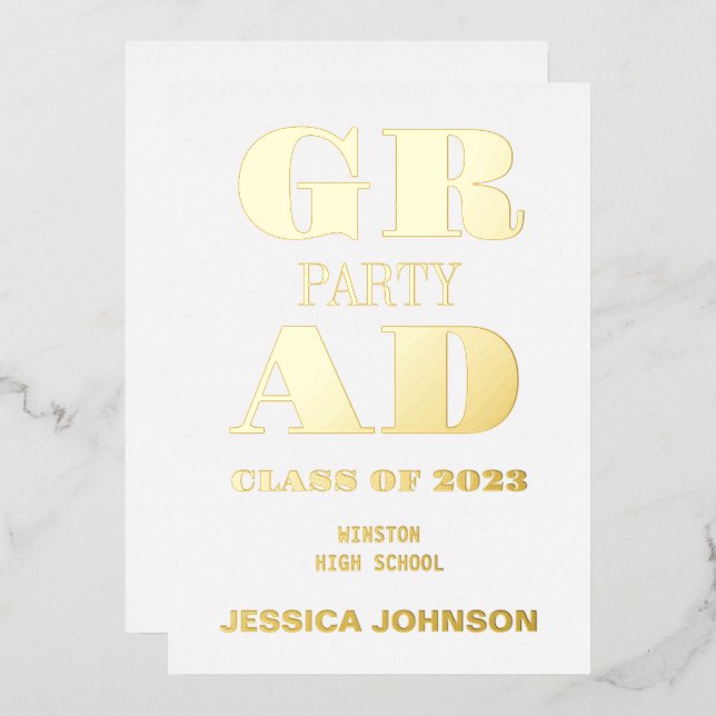 MODERNE GRAD PARTY FOIL INVITATION (Recto/Verso)