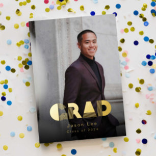 Moderne Grad Photo Gold Foil Faire-part