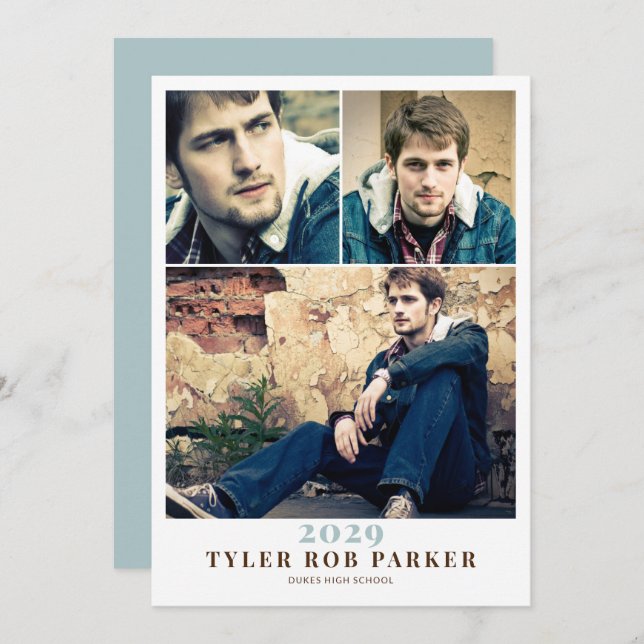 Moderne Graduation minimale 3 Faire-part photo (Devant / Derrière)