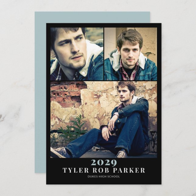 Moderne Graduation minimale 3 Faire-part photo (Devant / Derrière)