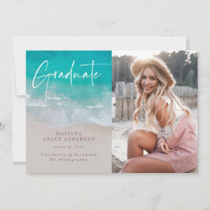Moderne graduation photo plage de l'océan script m