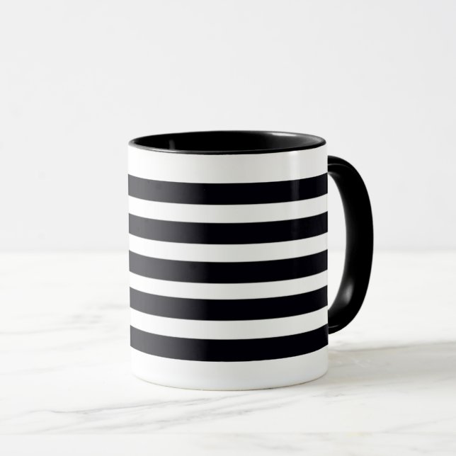Moderne Grandes Blances et Noires Café Mug Thé (Devant droit)