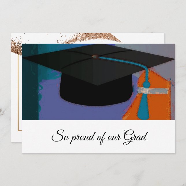 Moderne Graphique Diplôme Mortier Carte pourpre (Devant / Derrière)