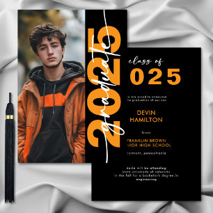 Moderne Gras Orange Typographie Faire-part Grad