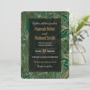 Moderne Green Gold Foliage Plante Design botanique