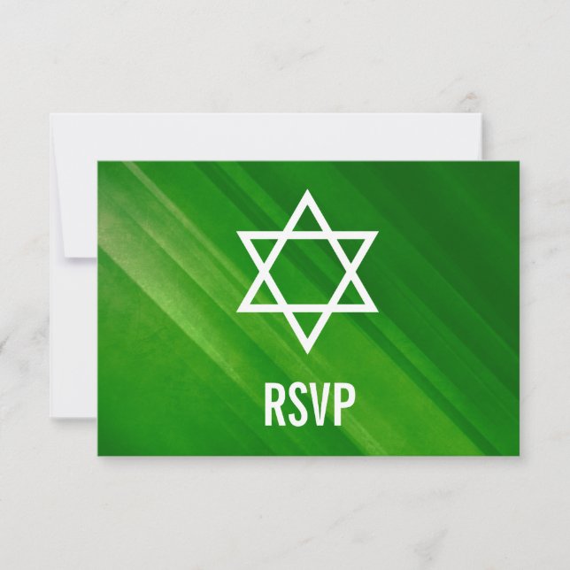 Moderne Green Grunge Bar Mitzvah RSVP (Devant)