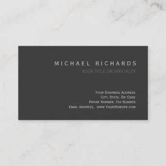 Moderne Gris élégant Simple Carte de visite simple