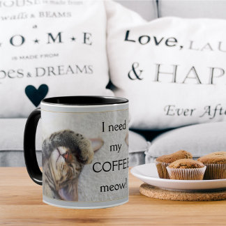 Moderne Gris mignonne Drôle Chat Mug