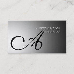 Moderne Gris Simple Monogramme Carte de visite