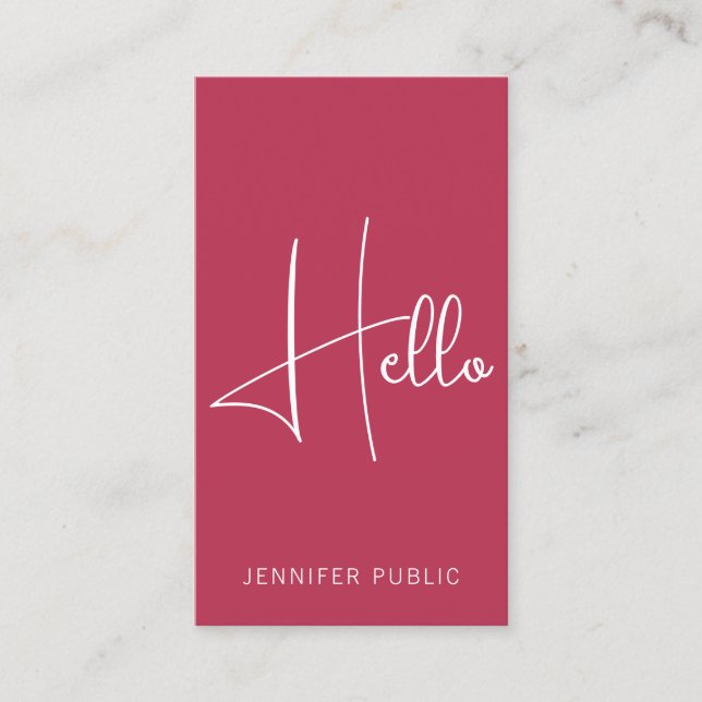 Moderne Hello Carte de visite Professionnel Vertic (Devant)