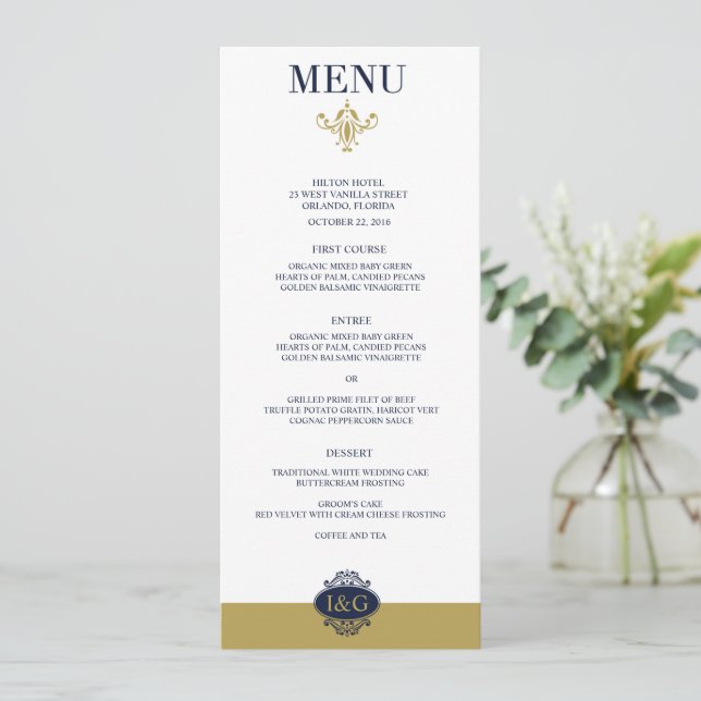 Moderne Imprimer La Carte de menu Love Mariage (Debout devant)