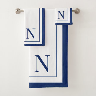 Moderne initiale de monogramme bleu marine blanc
