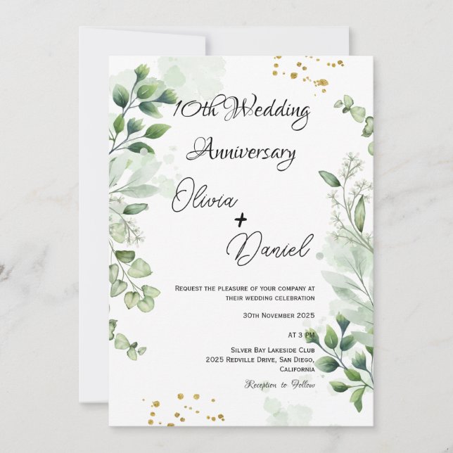 Moderne Invitation Anniversaire de Mariage Bohème  (Devant)
