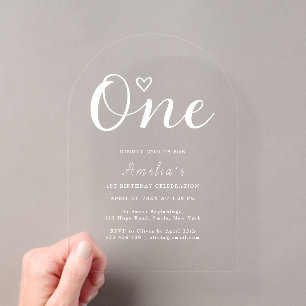 Moderne Invitation Anniversaire Premier Coeur Blan