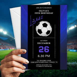 Moderne Invitation d'anniversaire de football bleu