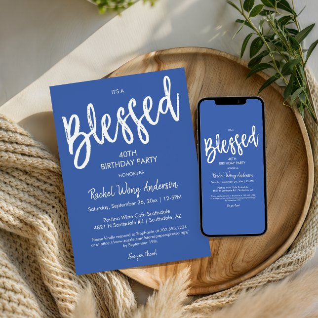 Moderne Invitation de Fête d'Anniversaire Bleue Bé (Créateur téléchargé)