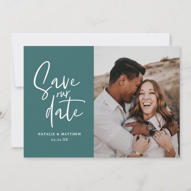 Moderne invitation de mariage florale photographiq (Devant)