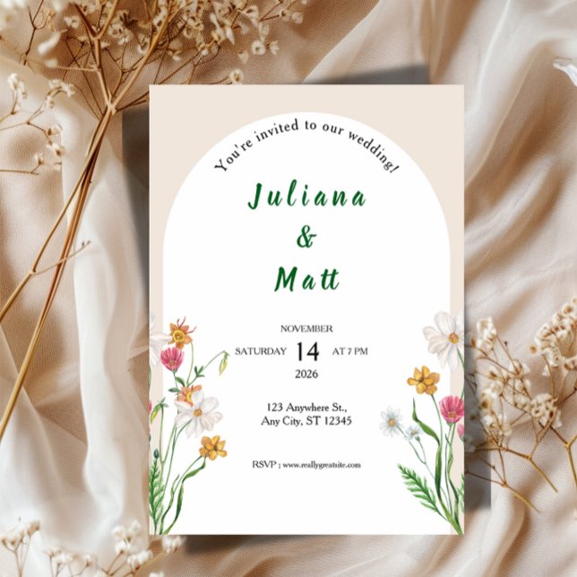 Moderne Invitation de Mariage Modèle Propre  (Modern Outdoor Wedding Invitation | Clean Playful Typography Template)