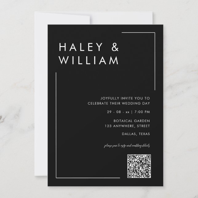 Moderne Invitation de Mariage Photo Bleu Poussiére (Devant)