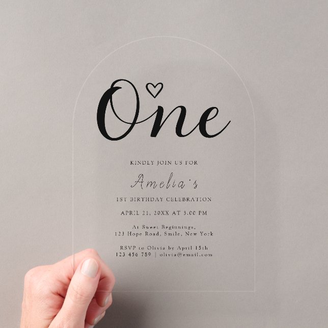 Moderne Invitation Simple Bohème Cœur Premier Anni (In situ (ordinateur de poche))