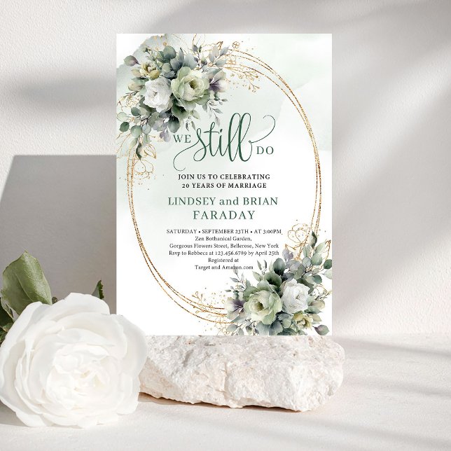 Moderne Invitation We Still Do Vert Doré Botanique (Modern Botanical We Still Do Invitation Green Gold)