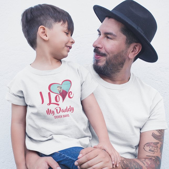 Moderne J'Aime Mon Papa | T-shirt photo coeur (Créateur téléchargé)