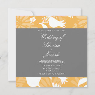 Moderne Jaune Gris Floral Tulipe Mariage Botanique