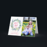Moderne Joyeux Noël | Carte De Photo De Noël<br><div class="desc">Carte moderne avec photo. La carte une couronne de fleurs peintes à l'aquarelle et place pour le texte et une photo.</div>