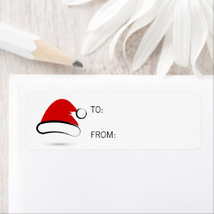 Moderne Joyeux Noël Santa Hat Cadeau Étiquette