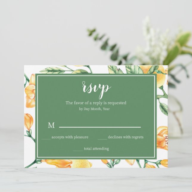 Moderne La Dolce vita Lemon RSVP Invitation (Debout devant)