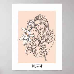 Moderne ligne simple Art Noir, Boho Chic Poster