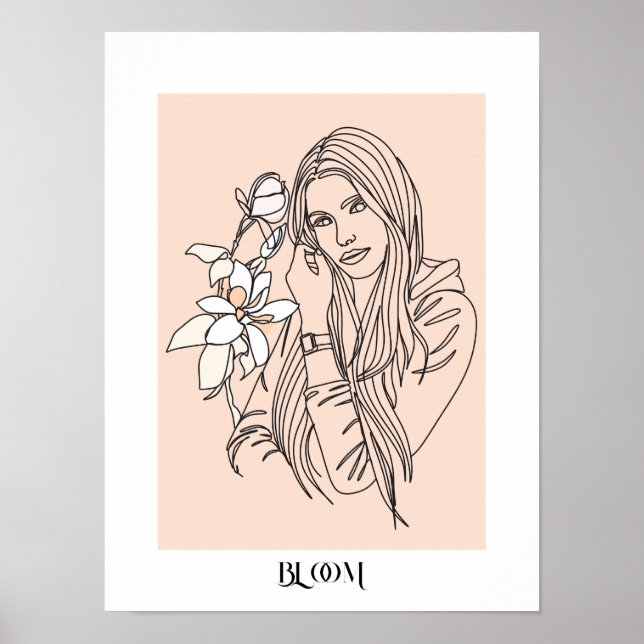 Moderne ligne simple Art Noir, Boho Chic Poster (Devant)