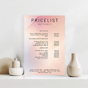 Moderne, liste de prix pailletée Affiche