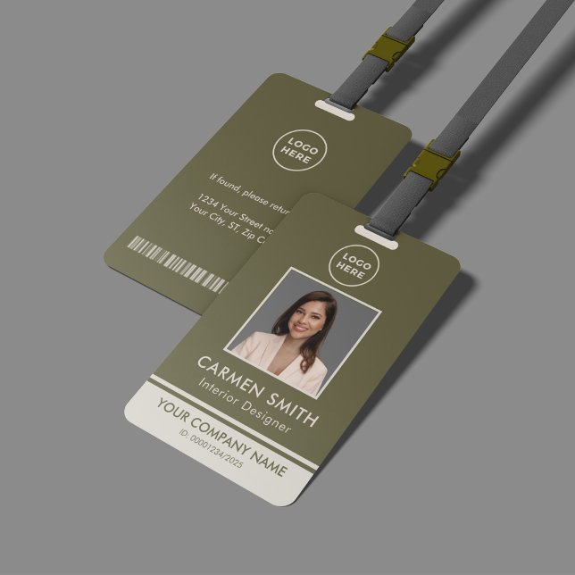 Moderne luxe personnalisé vert olive avec badge lo (Créateur téléchargé)