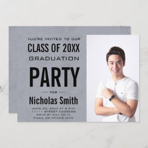 MODERNE MALE GRAD BLUE GRADUTY INVITATION